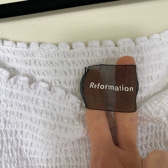 REFORMATION White Smocked Top | Size S/M - Picture 10 of 12